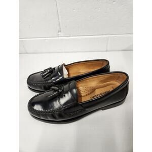 Johnston & Murphy Men's Black Hayes Tassel Sheepskin Leather Loafers, Size 8.5M